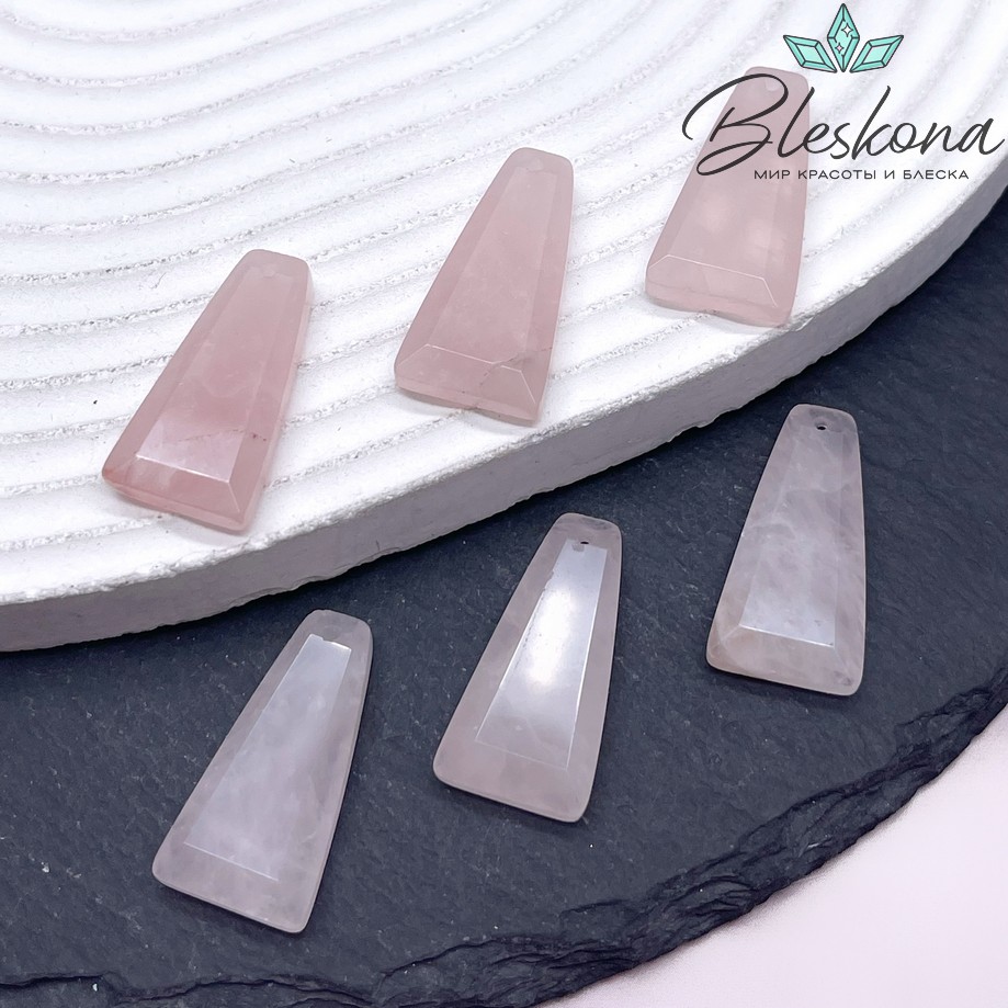 25*13 мм Подвеска трапеция Розовый кварц огранка