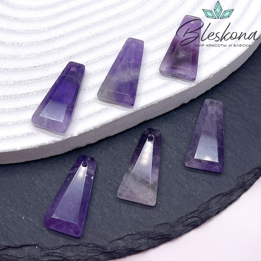 25*13 мм Подвеска трапеция Аметист огранка