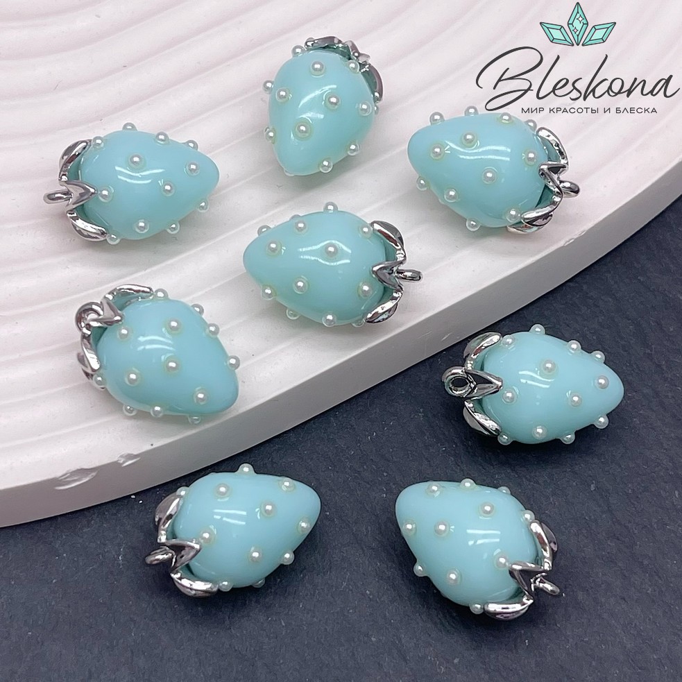 18,5*12 мм Цвет серебро, Подвеска клубничка тиффани