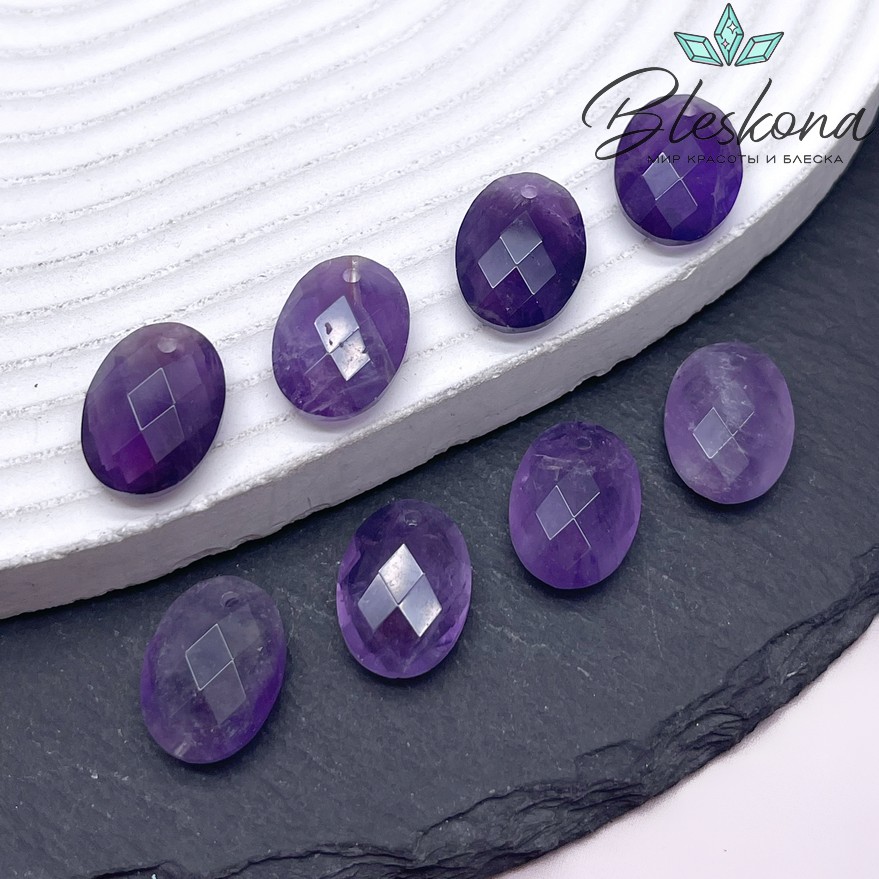 16*12 мм Подвеска овал Аметист огранка