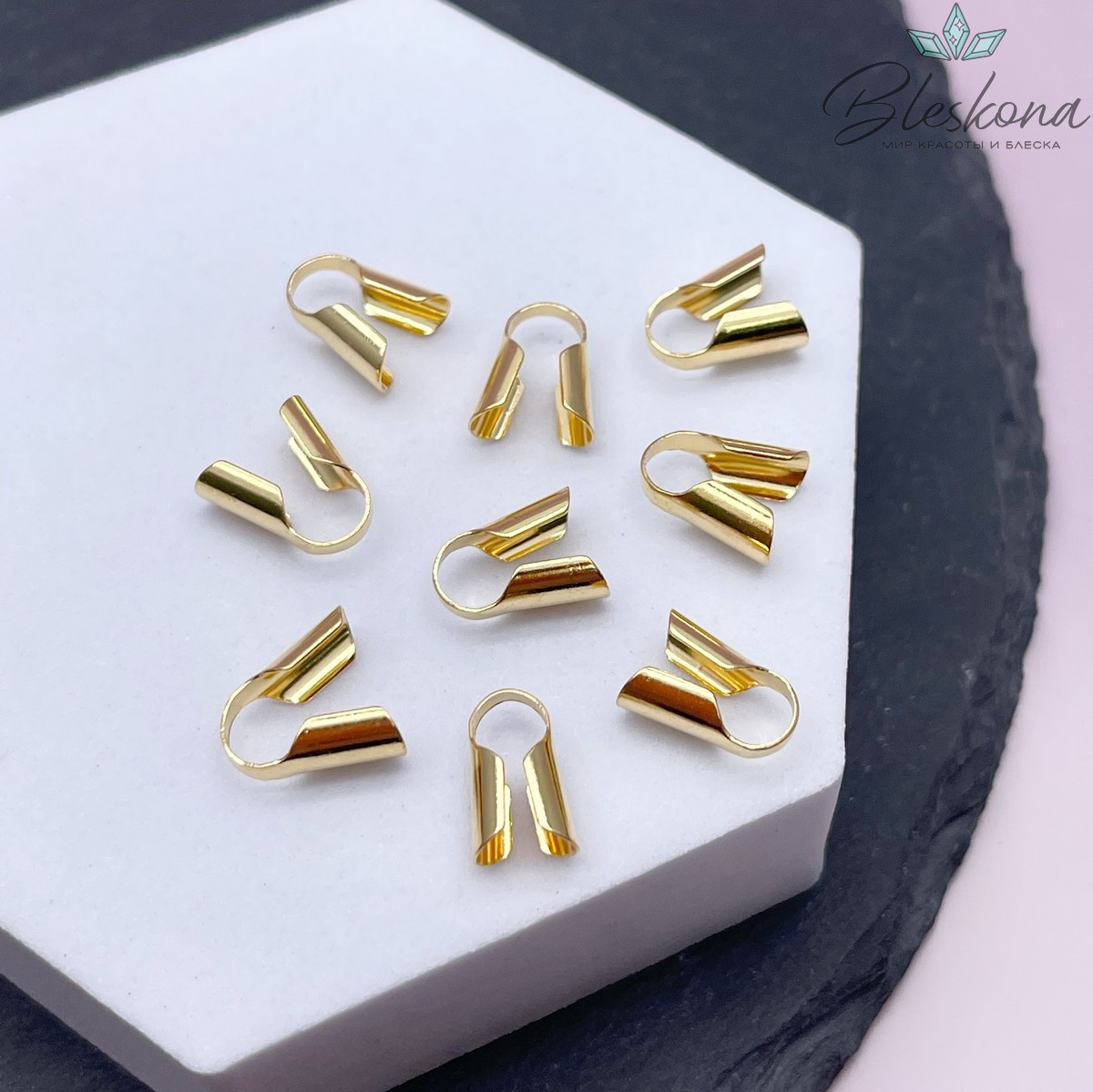 11,5*5 мм Цвет золото, Зажим-Концевик для шнура под вклейку 