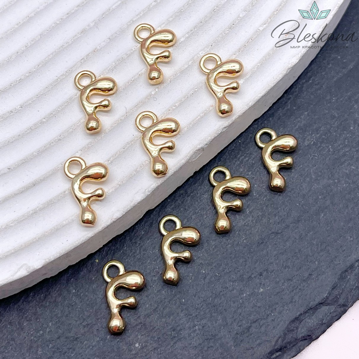 13 мм Цвет золото, Буква гладкая F 