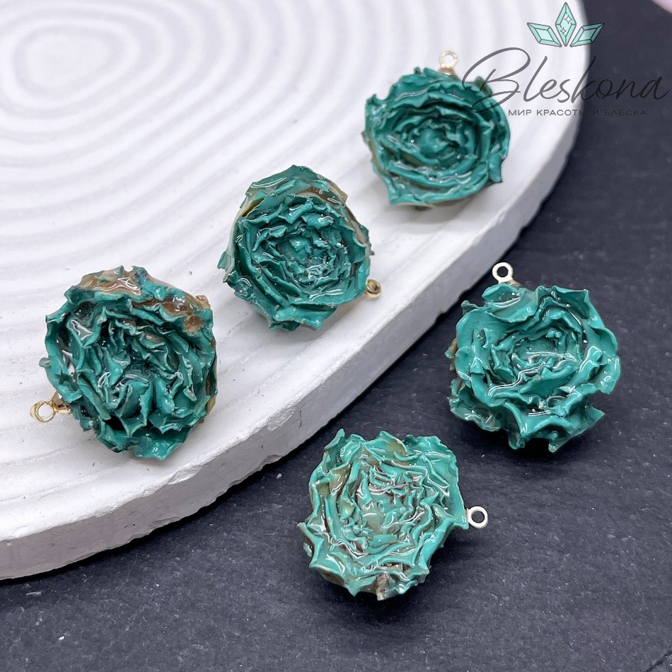 21-30 мм, Цвет золото, Подвеска роза в эпоксидной смоле №17