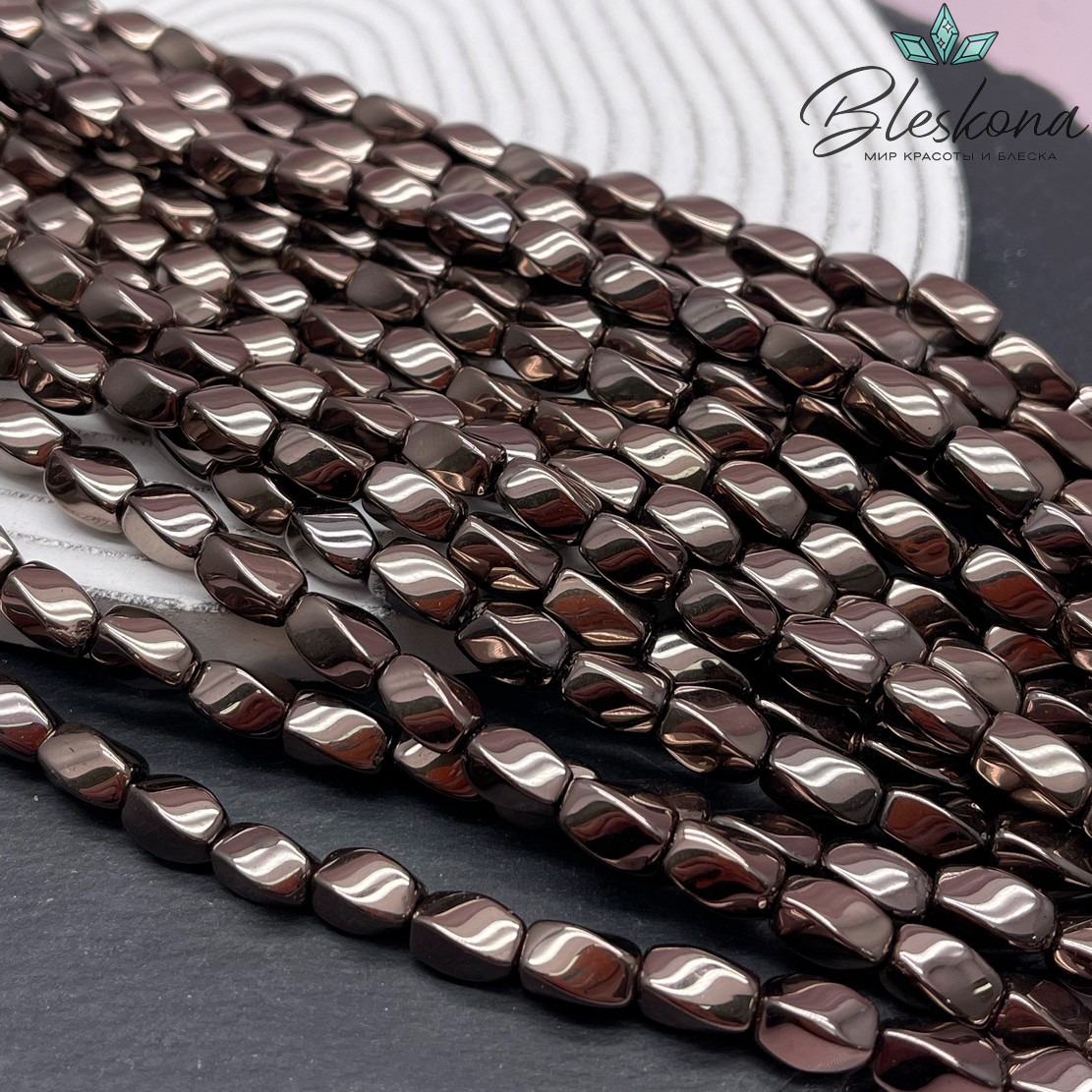 9,5*6 мм Гематин крученный, цвет коричневый №1 (шоколадный)