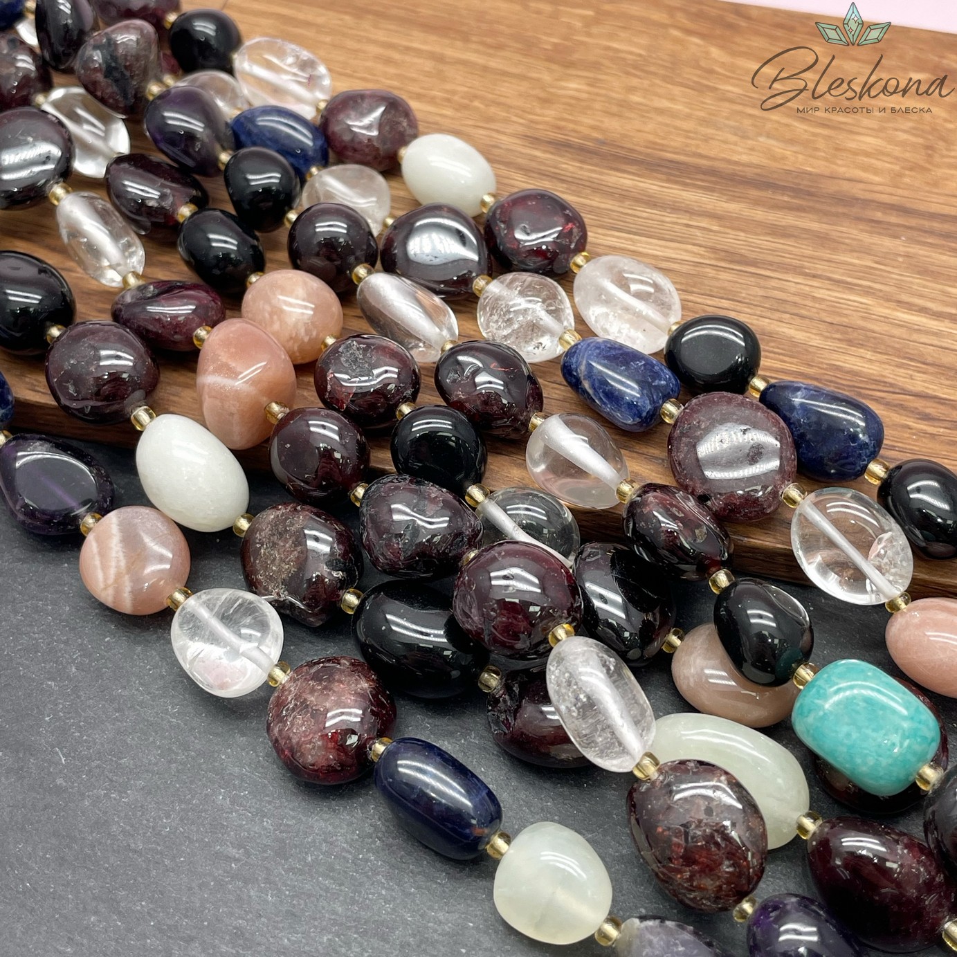 Микс из натуральных камней галтовка 10-15 мм