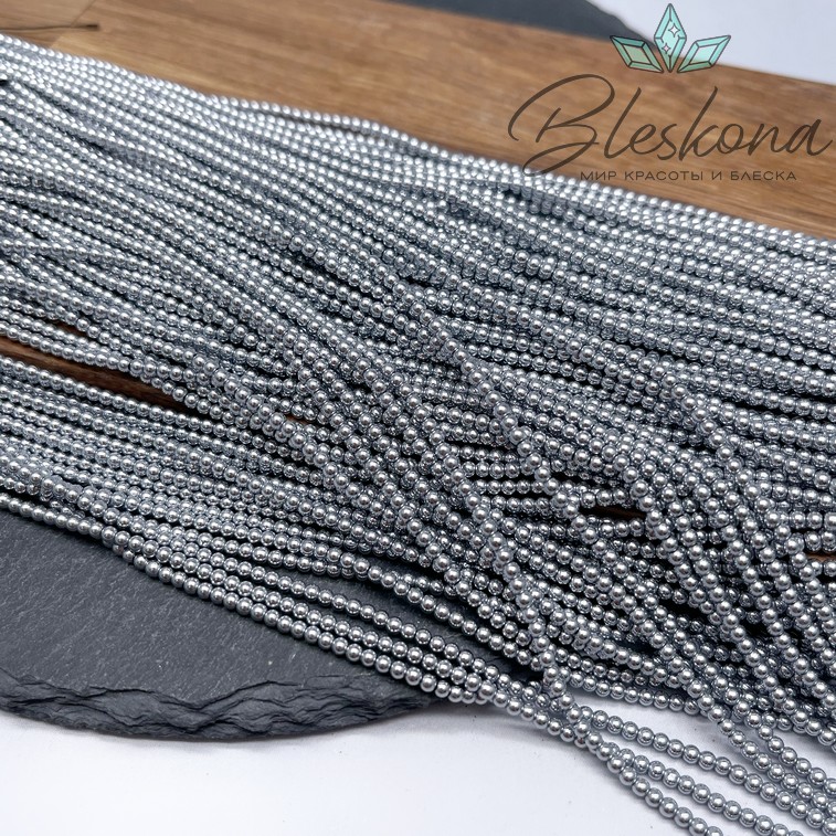 2 мм Гематин имитация, цвет темное серебро 