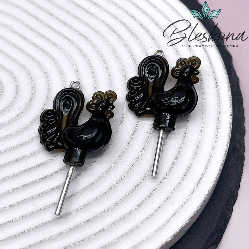 50*25 мм, Цвет серебро, Подвеска Петушок (Леденец) темно-зеленый 