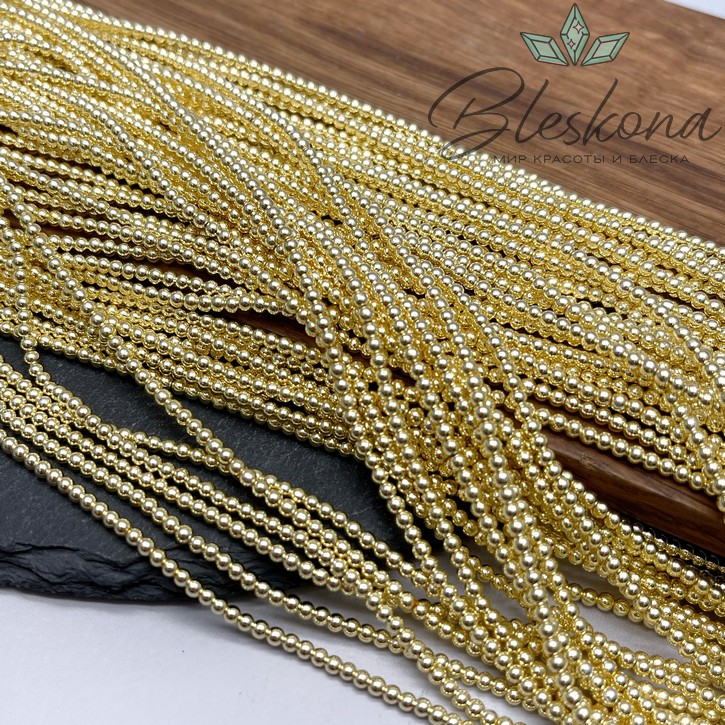 3 мм Гематин имитация, цвет светлое золото 