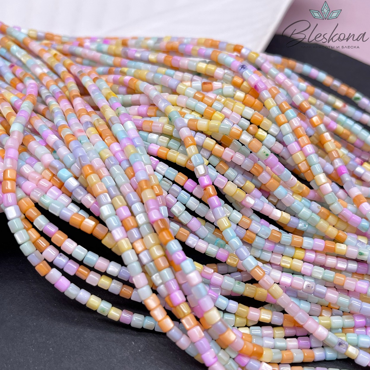 Перламутр микс бочата 3*3,5 мм