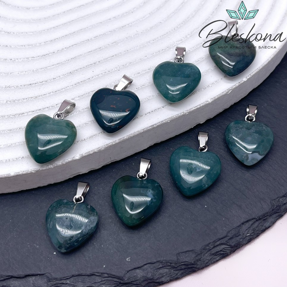 16*15 мм Цвет серебро, Подвеска Сердце Агат индийский №1