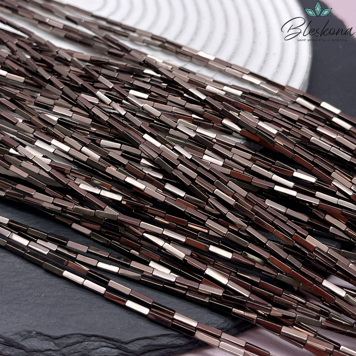 6*1,5 мм Гематин имитация, коричневый №1 (шоколадный), прямоугольник 