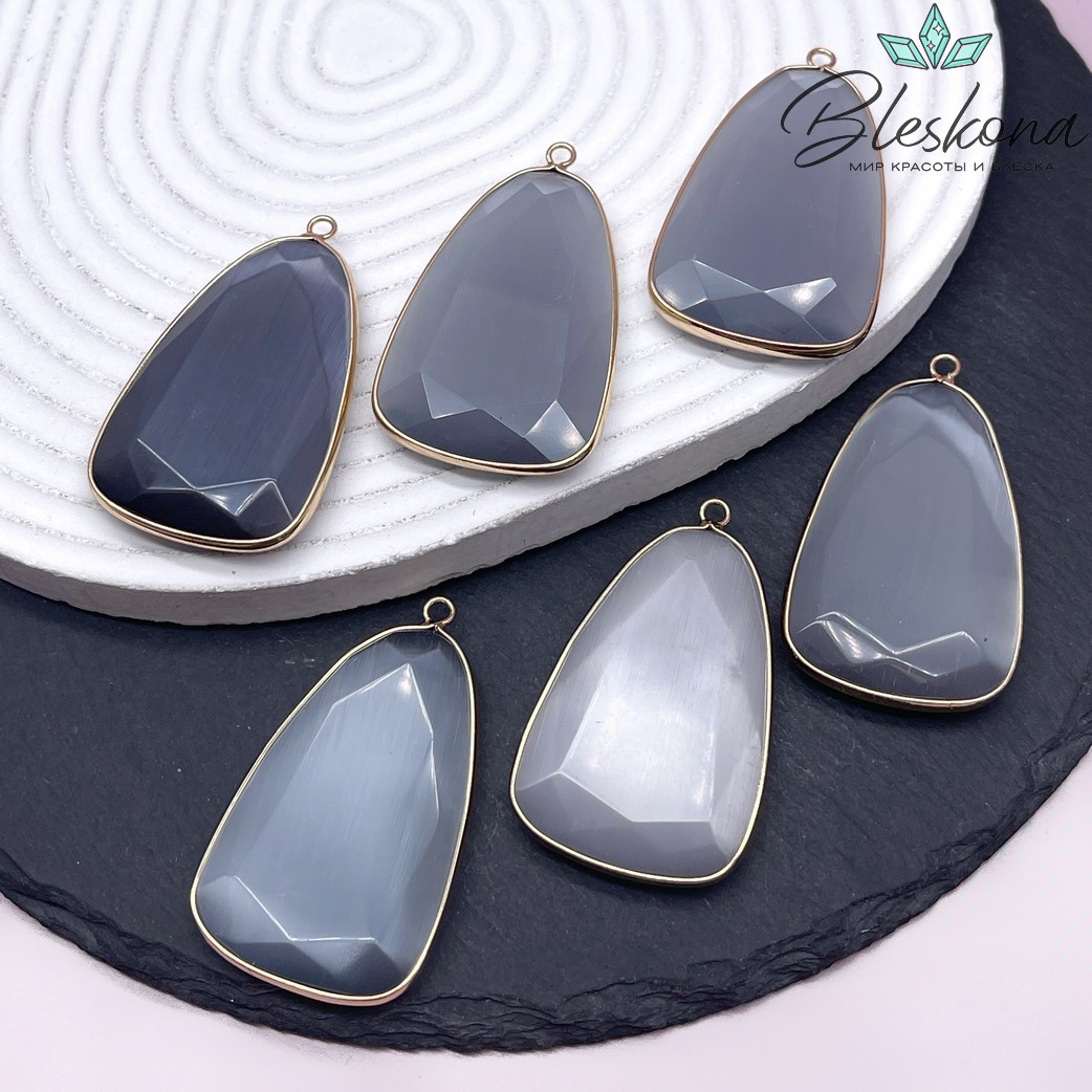 55*35 мм Цвет золото, Подвеска Кошачий глаз (имитация)