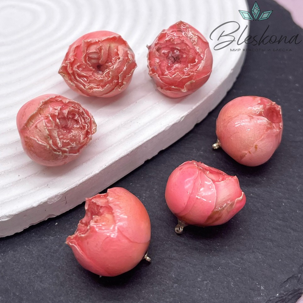 21-26 мм, Цвет золото, Подвеска роза в эпоксидной смоле №3