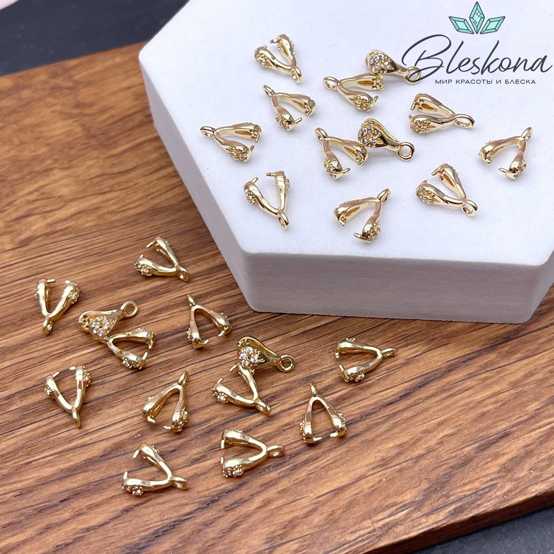 10*3,5 мм Цвет золото, Бейл Зажимной капля цирконы