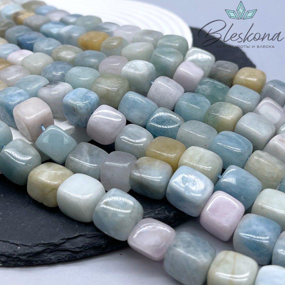 Аквамарин фриформ куб №1 (12-14)*(11-12) мм