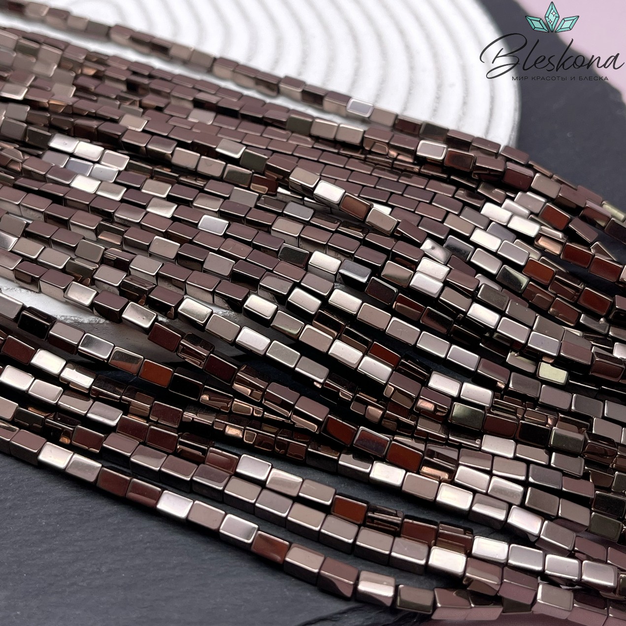 5*3 мм Гематин имитация, коричневый №1 (шоколадный), прямоугольник 