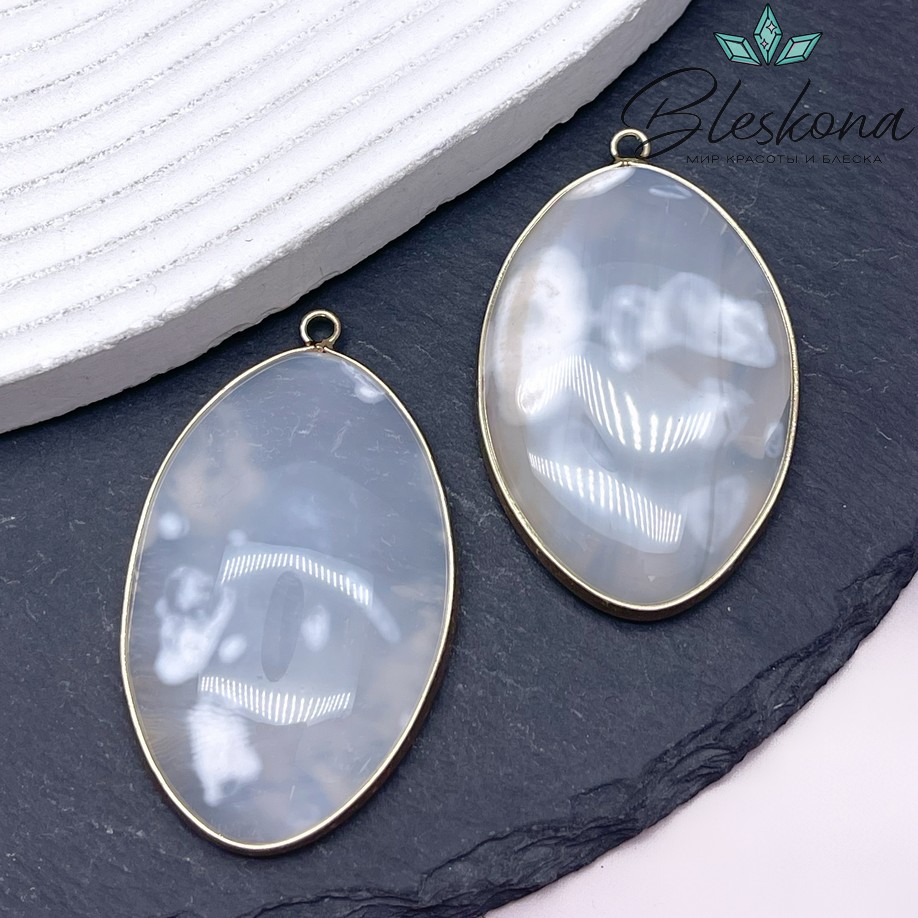 58*35 мм Цвет золото, Подвеска Агат форма миндаль