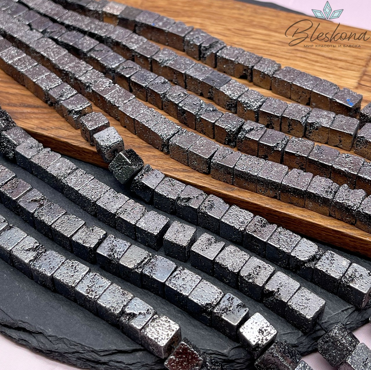 8 мм Гематин имитация, пористый, цвет черный, куб