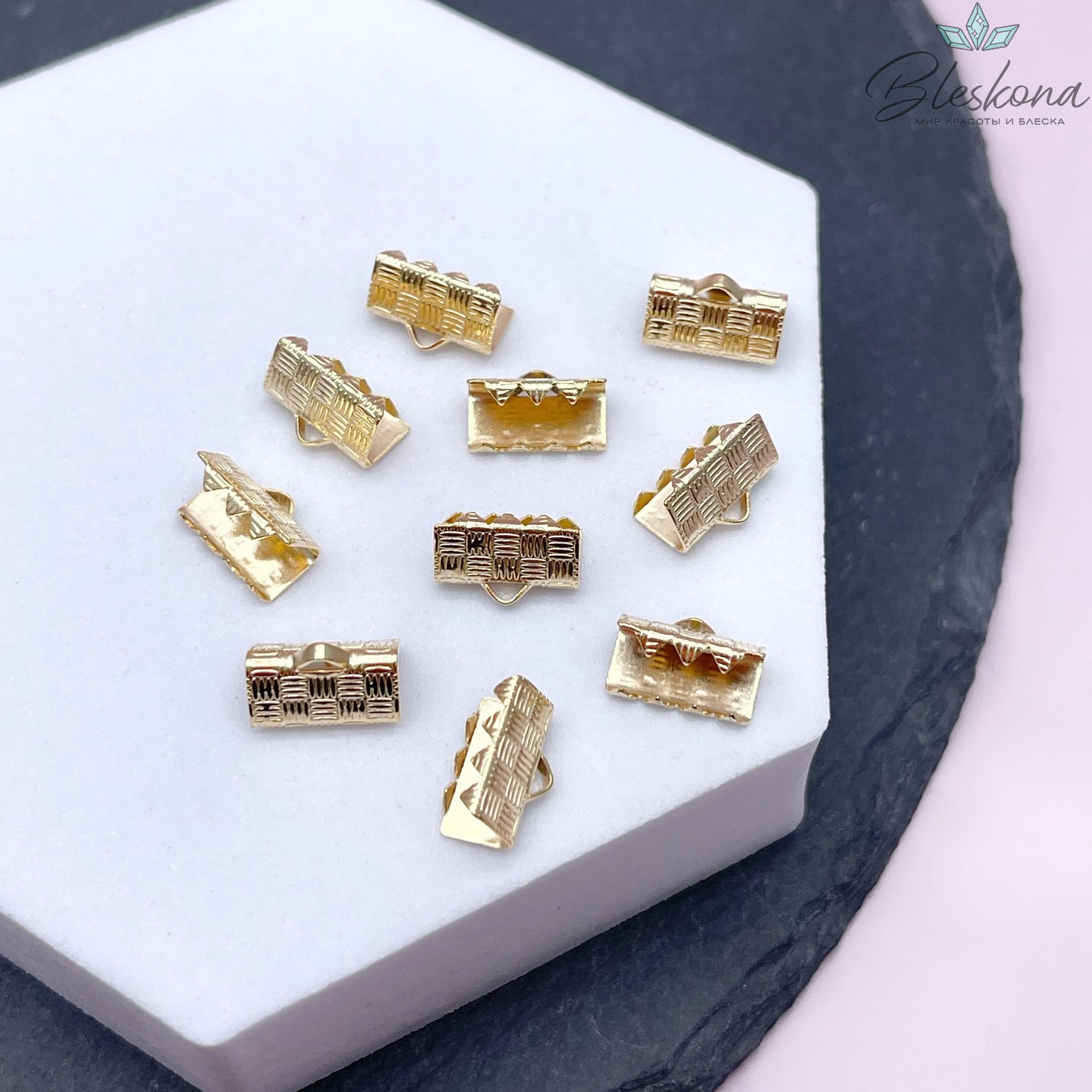 10*7 мм Цвет золото, Зажим-Концевик для шнура 