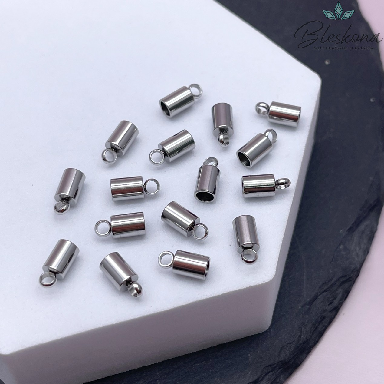 8,5*4 мм Цвет серебро, Зажим-Концевик для шнура сет 2 шт  