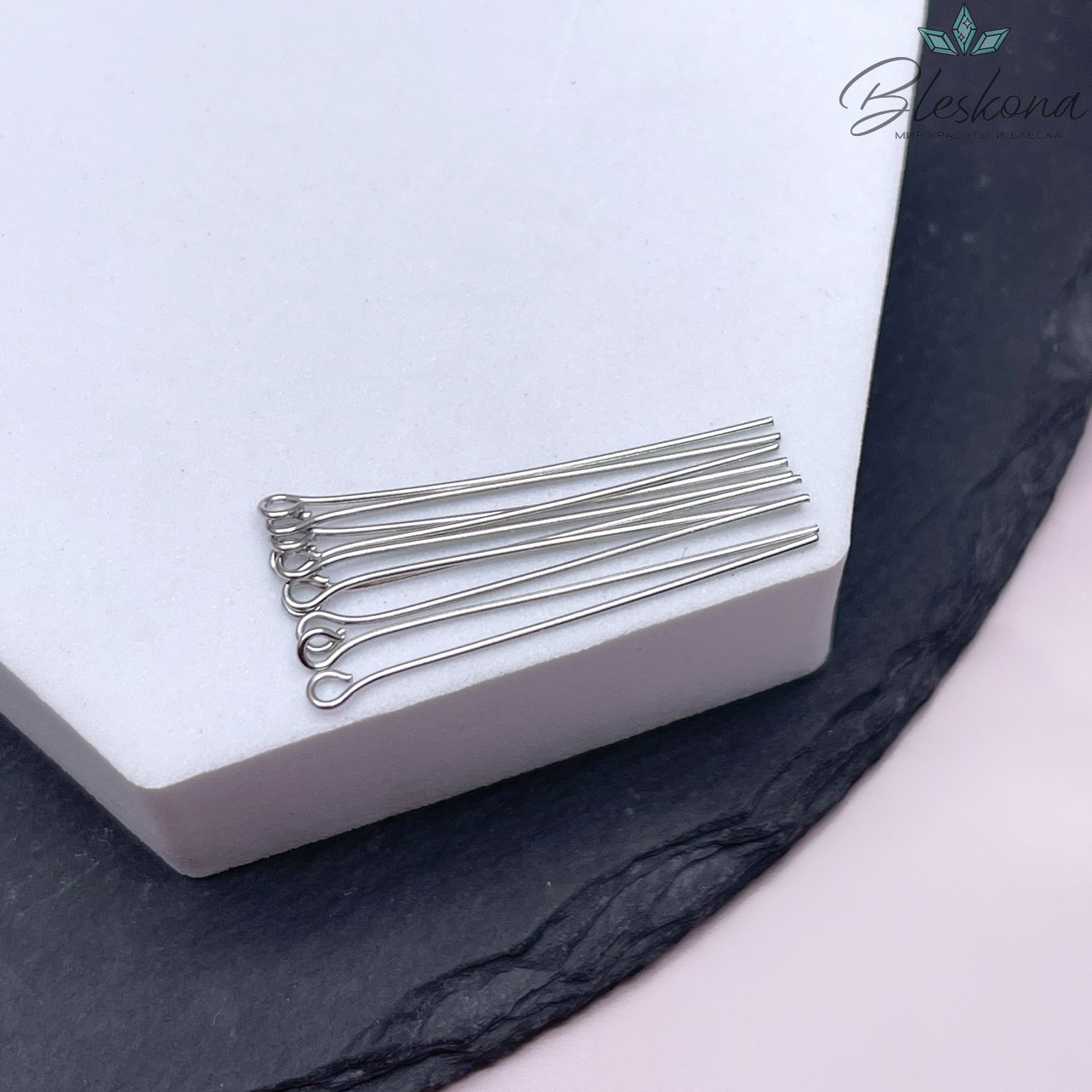 3,5 см*0,6 мм Цвет серебро, Пины петелька жесткие уп. 10 шт. 