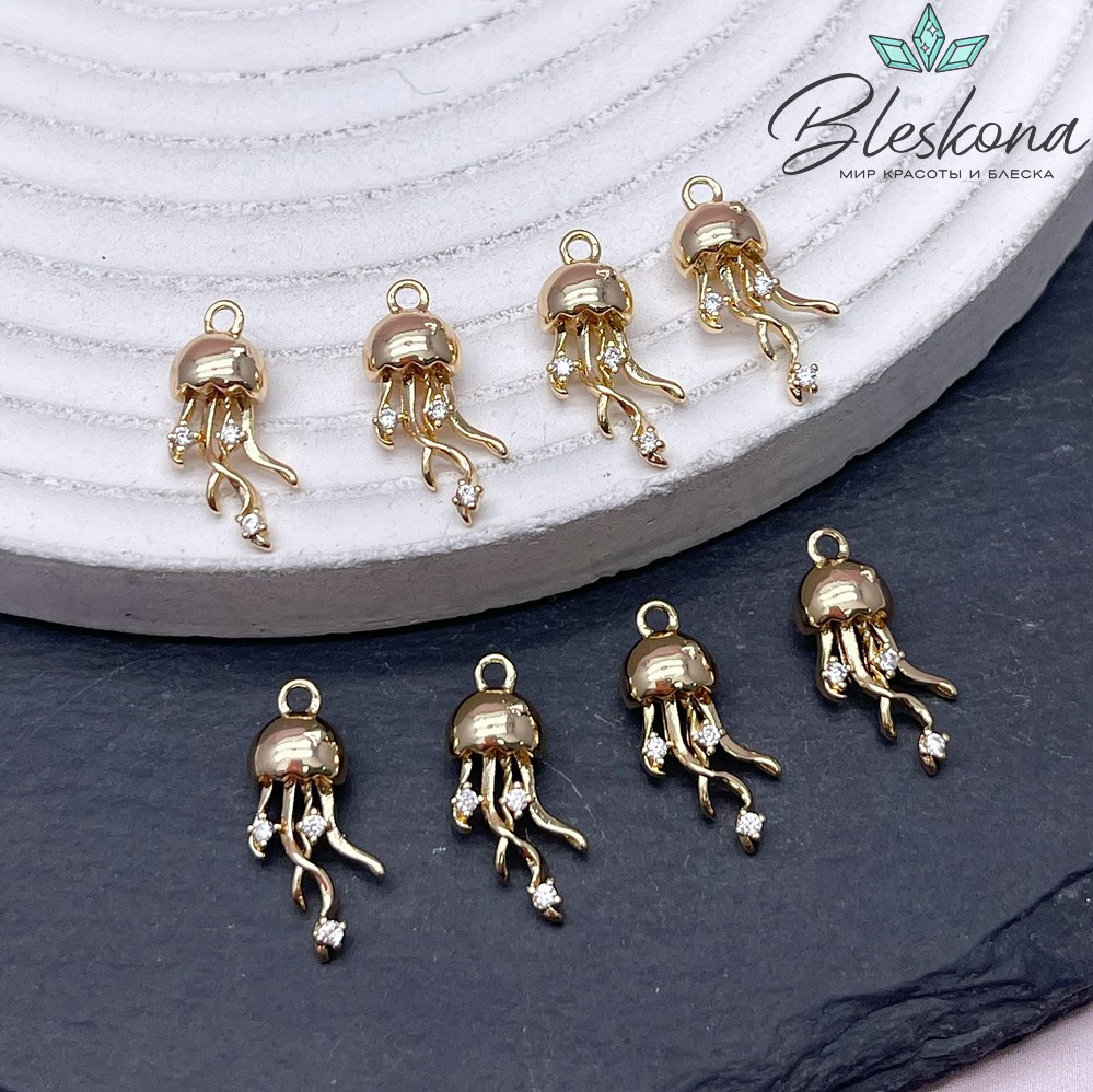 16,8*9 мм Цвет золото, Подвеска Медуза с цирконами