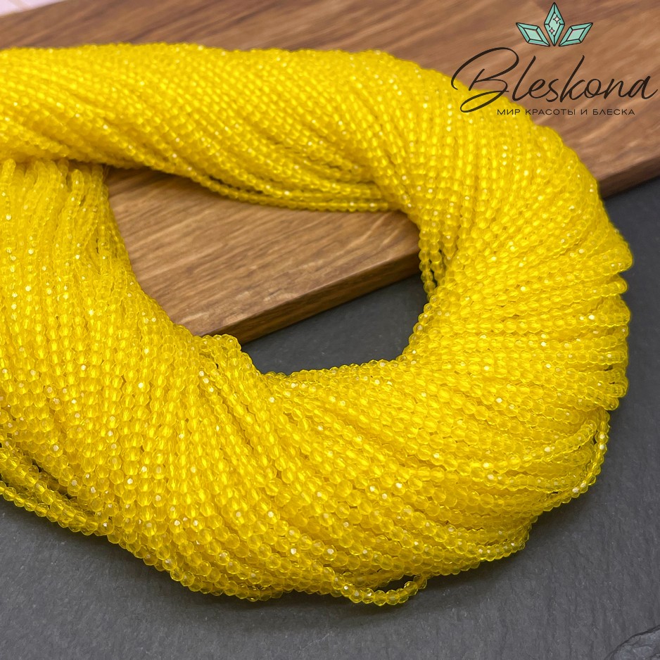 2 мм Бусины стекло желтое алмазная огранка