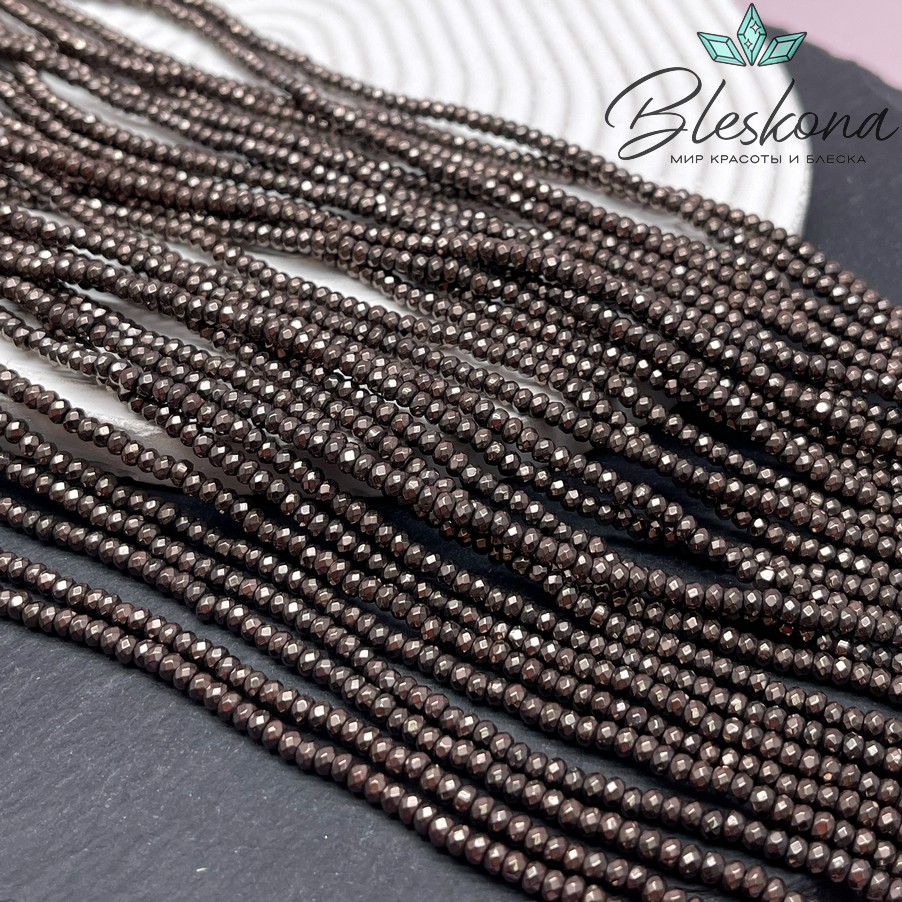3*2 мм Гематин рондели, цвет коричневый №1 (шоколадный)