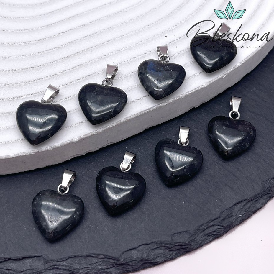 16*15 мм Цвет серебро, Подвеска Сердце Лабрадорит №1