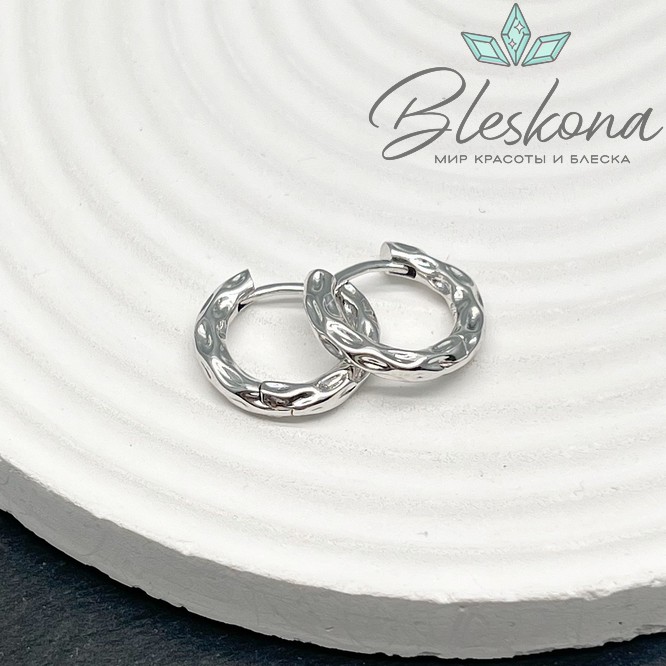 17,5мм Цвет серебро, Швензы бублик Конго мятые Люкс 