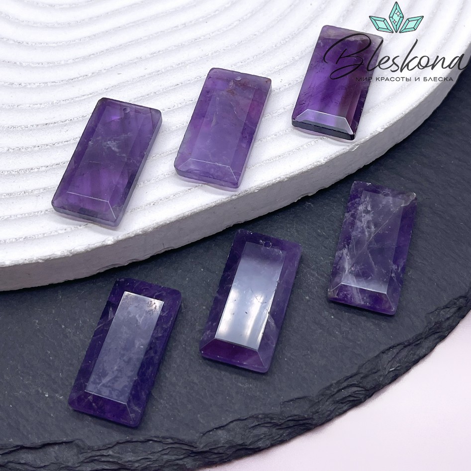 25*13 мм Подвеска прямоульник Аметист огранка