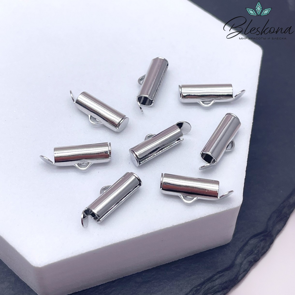 12,5*6 мм Цвет серебро, Концевик многорядный