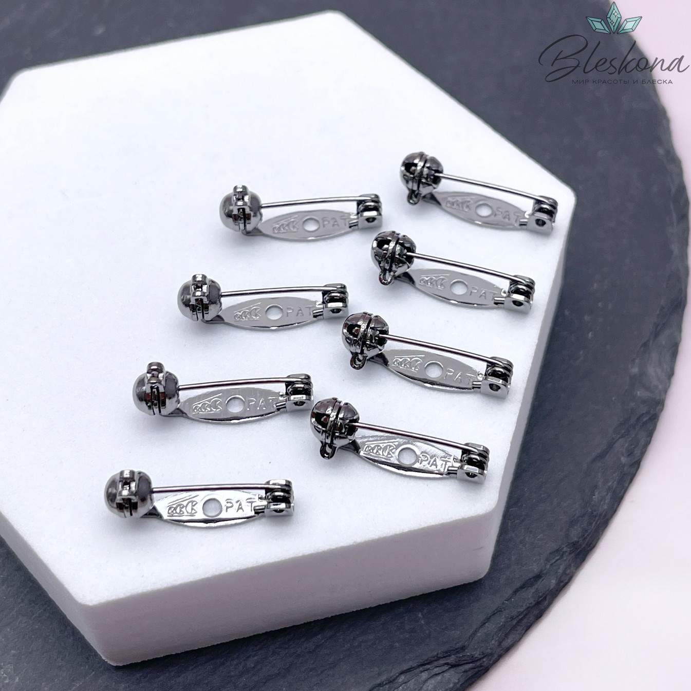 20*4,5 мм Цвет черный, Японская булавка для броши с фиксатором 