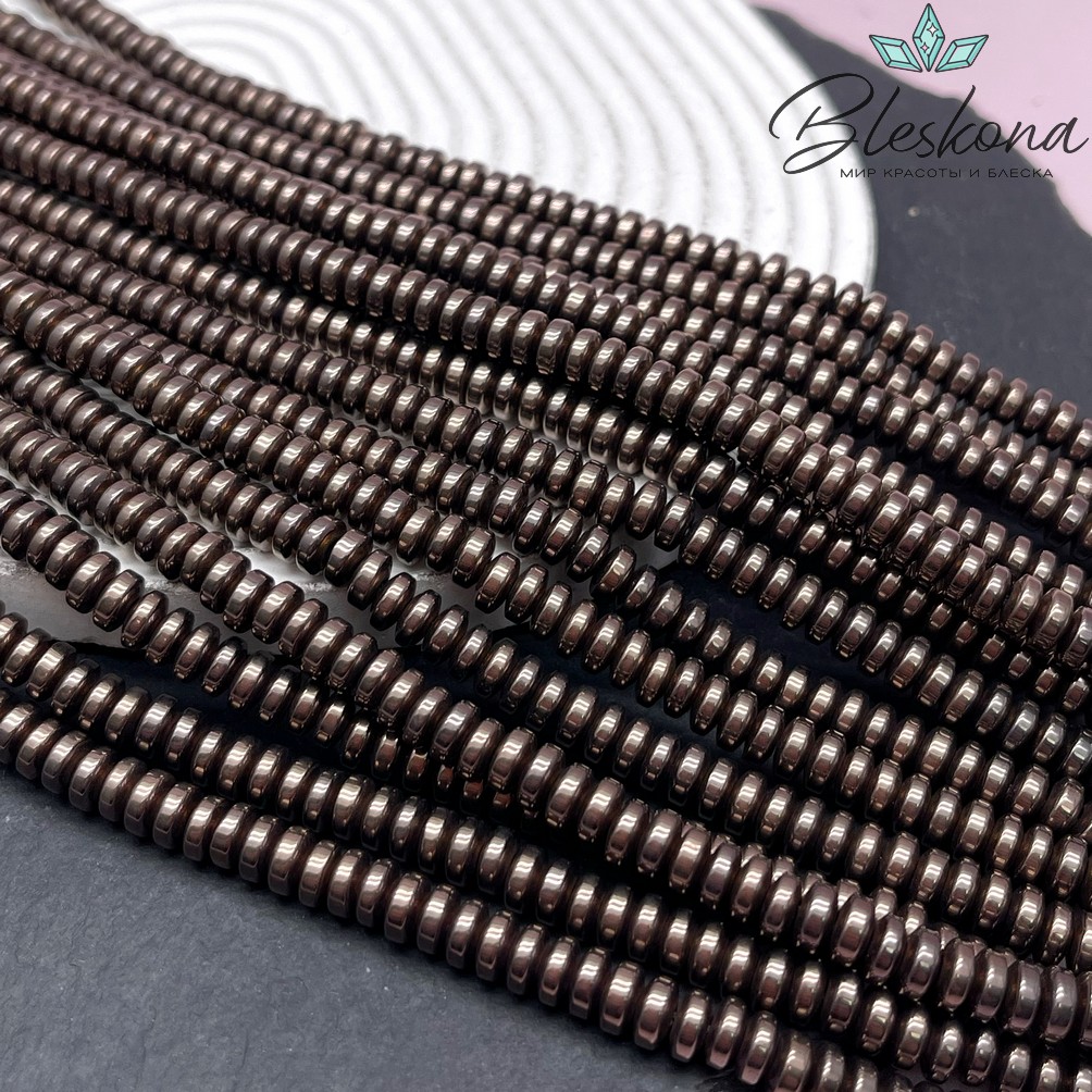 6*3 мм Гематин рондель №1, цвет коричневый №1 (шоколадный)