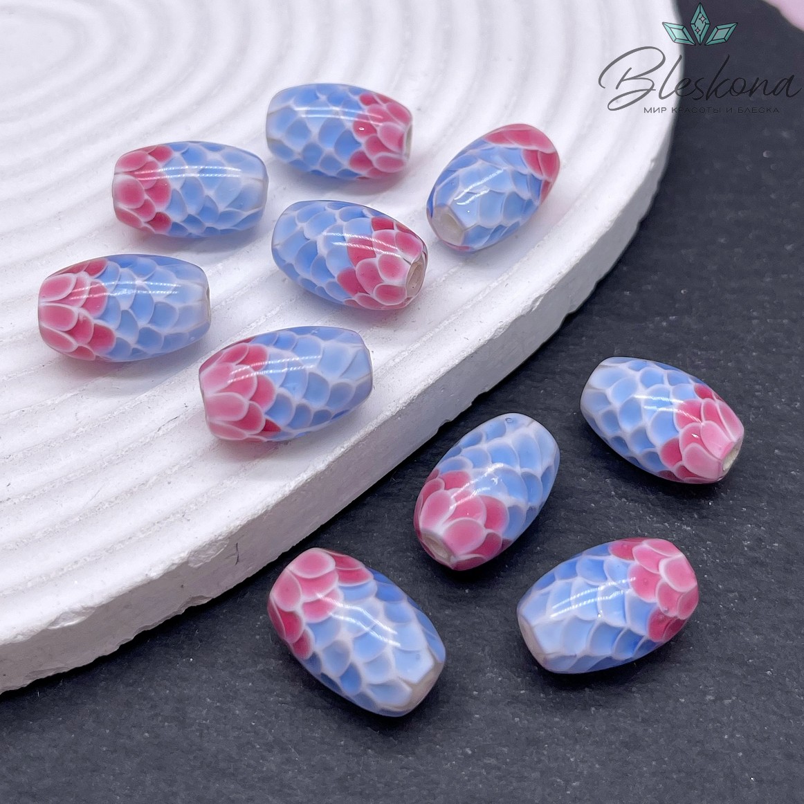 17*11 мм Бусина сине- розовая