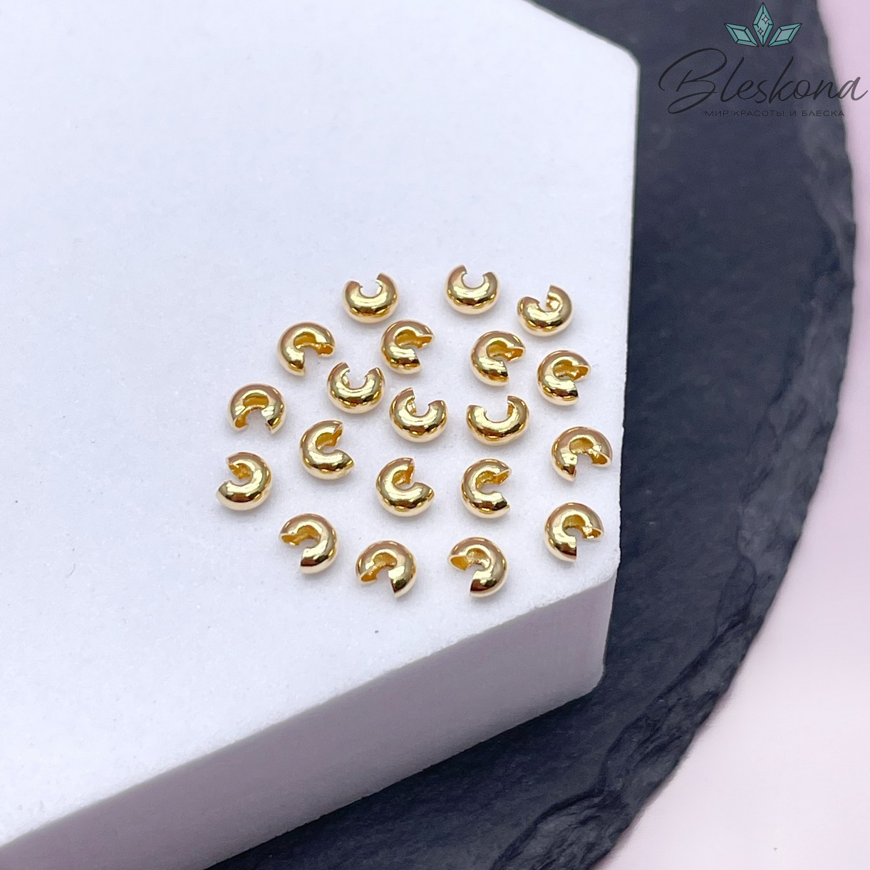 3 мм Цвет золото, Бусина маскировочная 