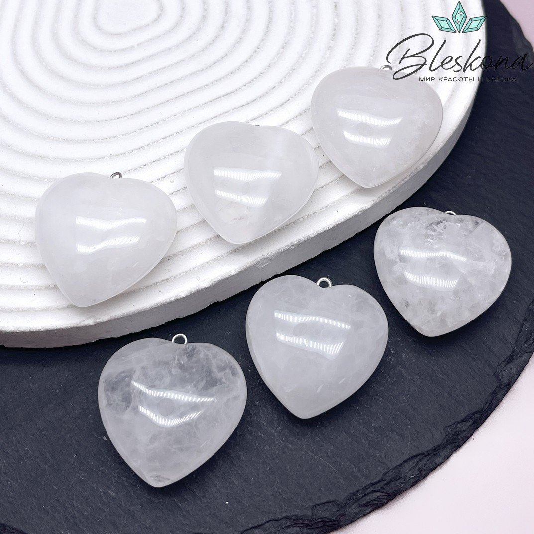 31*30 мм цвет серебро, Подвеска Сердце Горный хрусталь