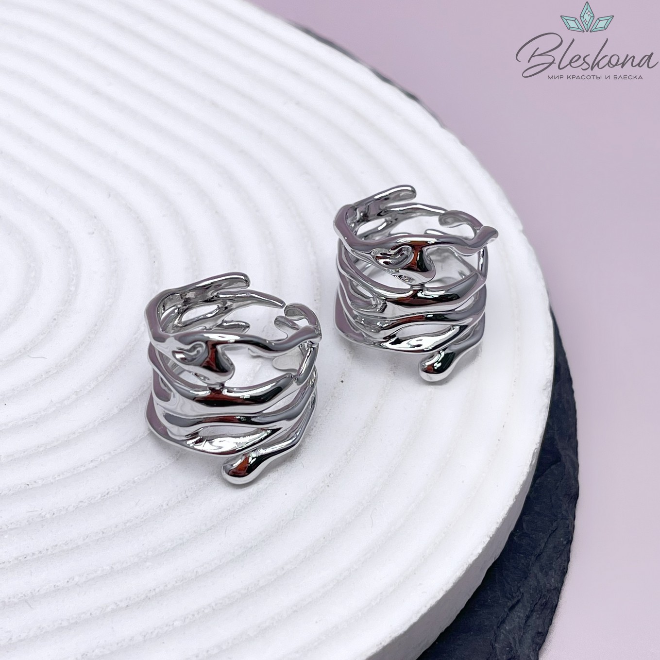 21 мм,Цвет серебро, Кольцо разводы безразмерное 