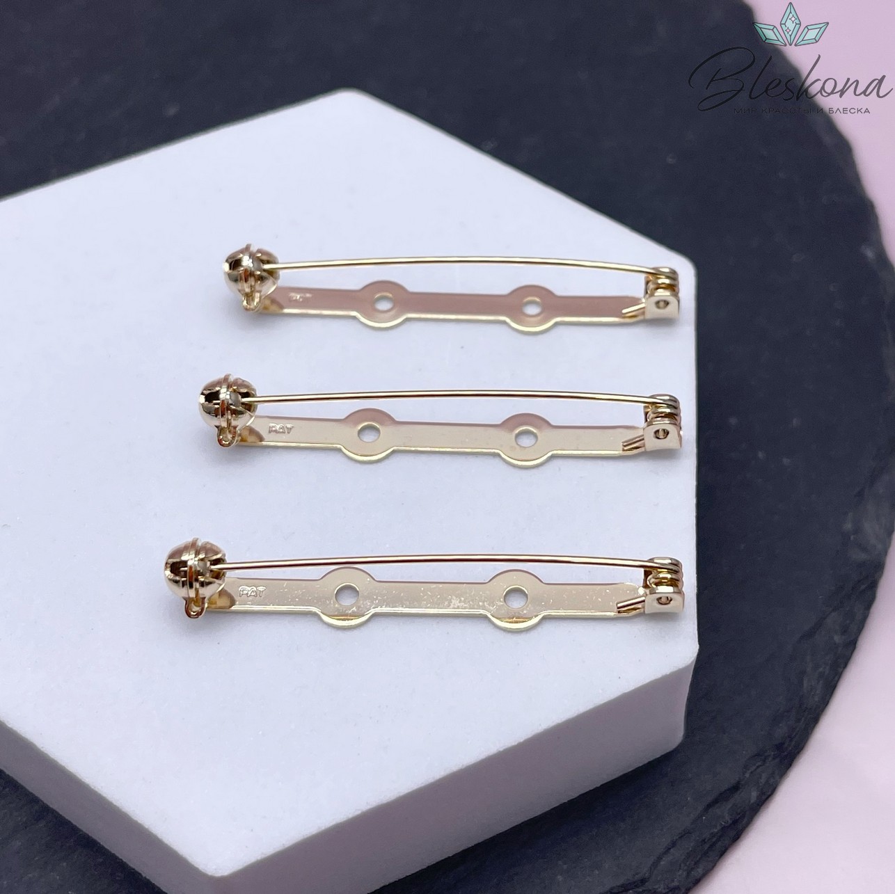 45*6 мм Цвет золото, Японская булавка для броши с фиксатором 