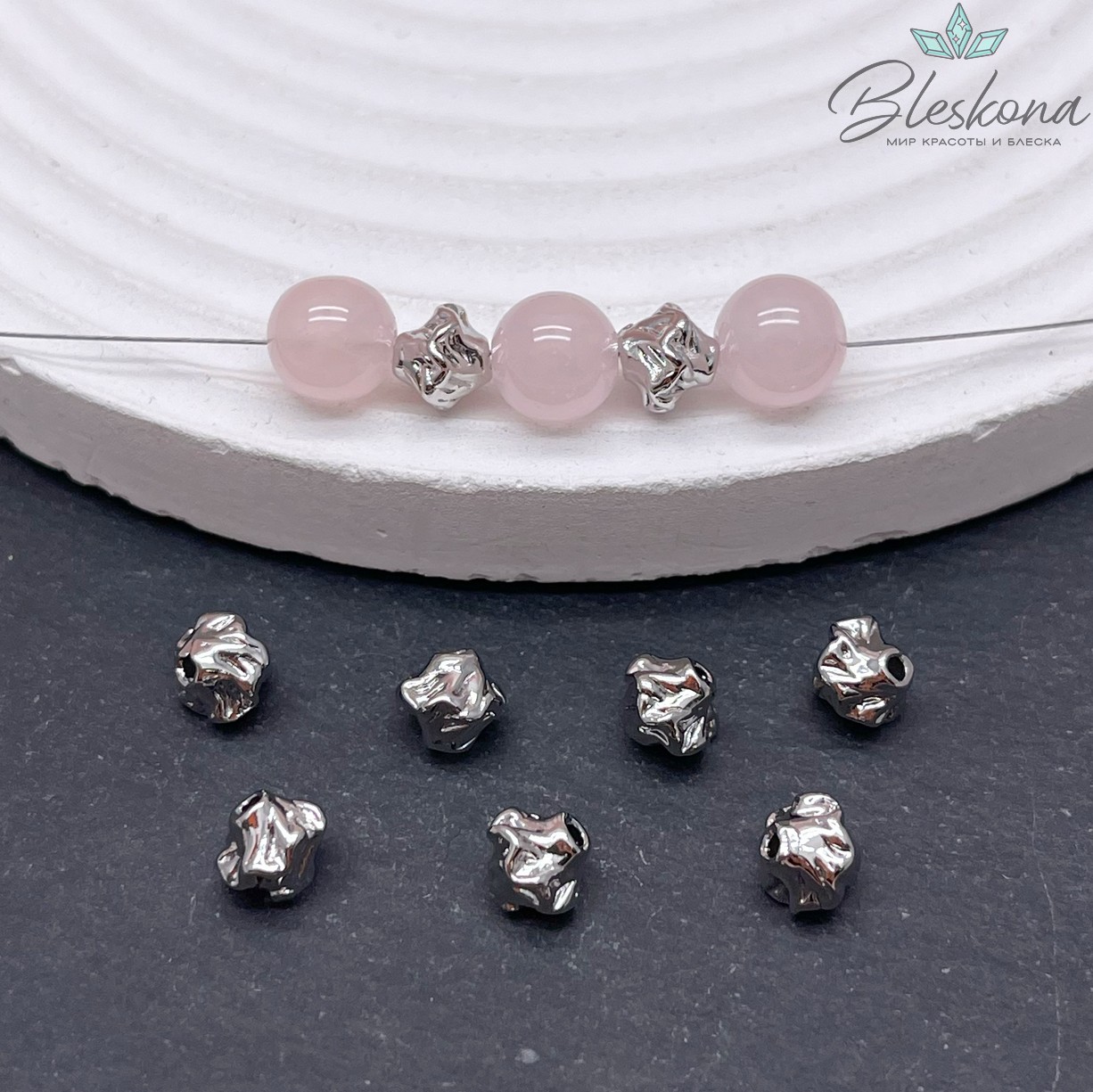 6*6,8 мм Цвет серебро, Бусина-разделитель 