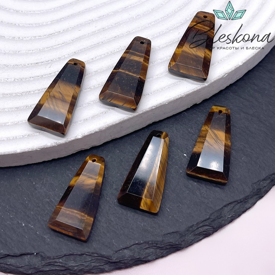 25*13 мм Подвеска трапеция Тигровый Глаз огранка