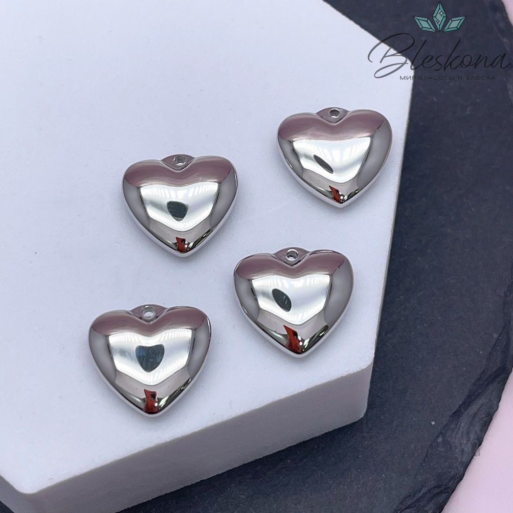 14,3*15 мм Цвет серебро, Подвеска Сердце