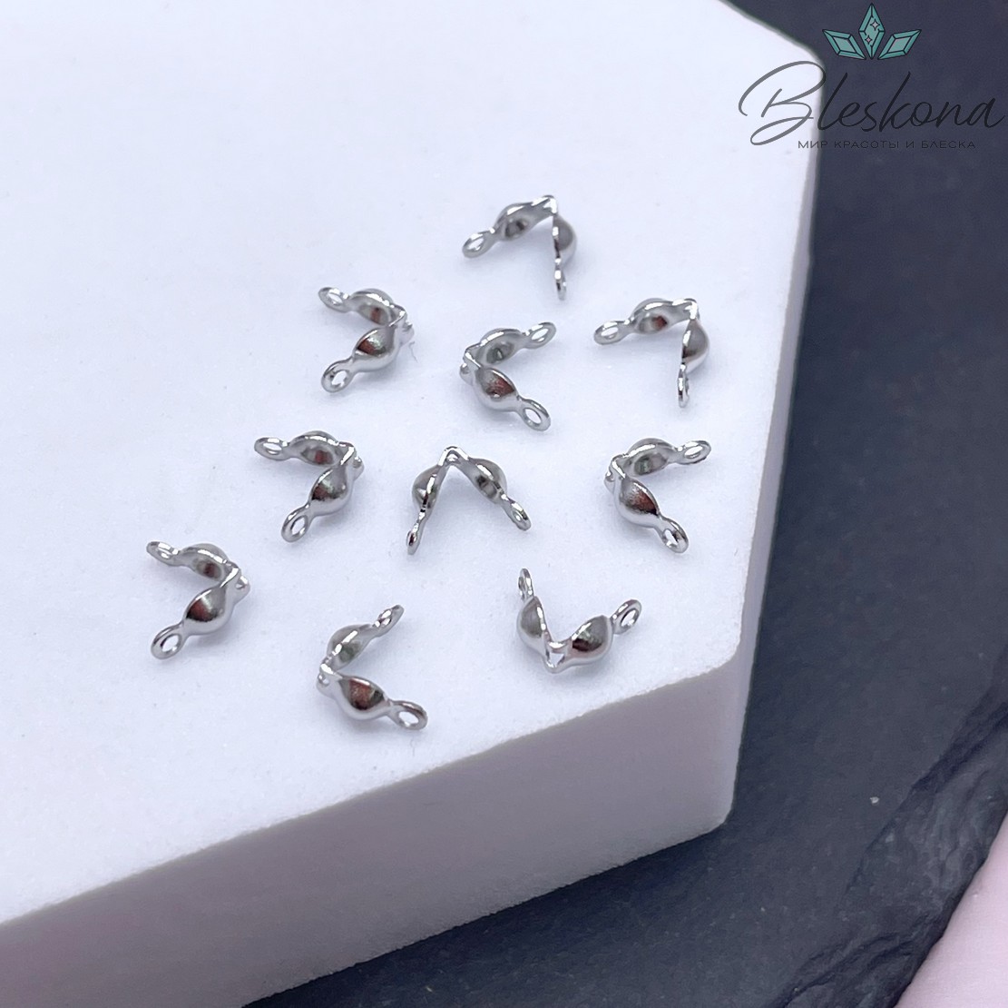 6,5*3 мм Цвет серебро, Каллоты двойное кольцо уп. 10 шт. 