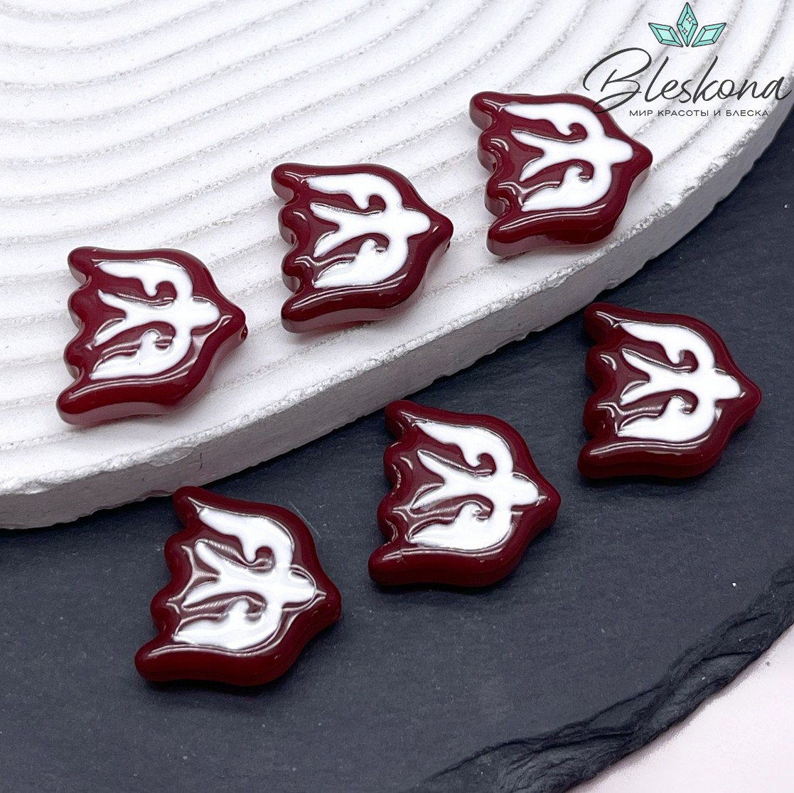 20*19 мм Бусина Ласточка бордовая