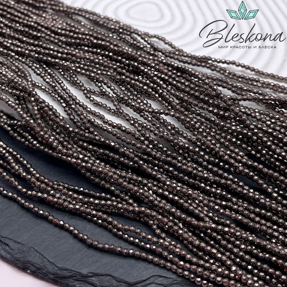 2 мм Гематин имитация огранка, цвет коричневый №1 (шоколадный)