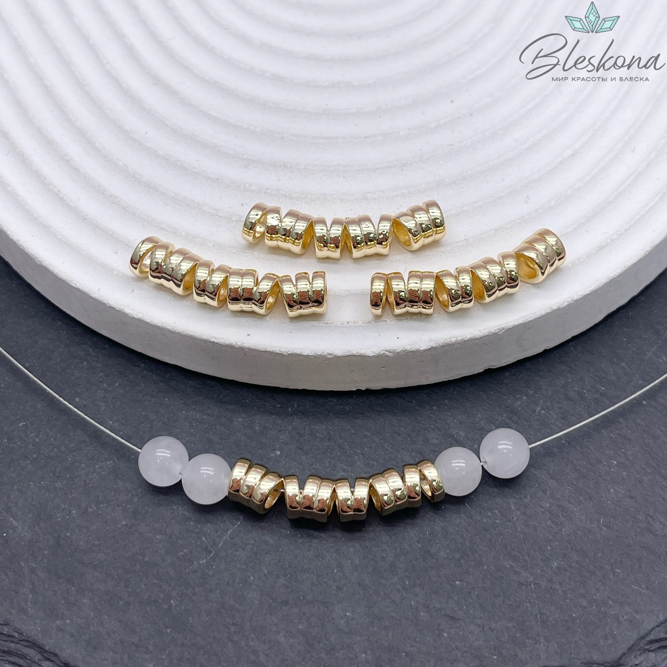 28*6 мм Цвет золото, Бусина крученная 