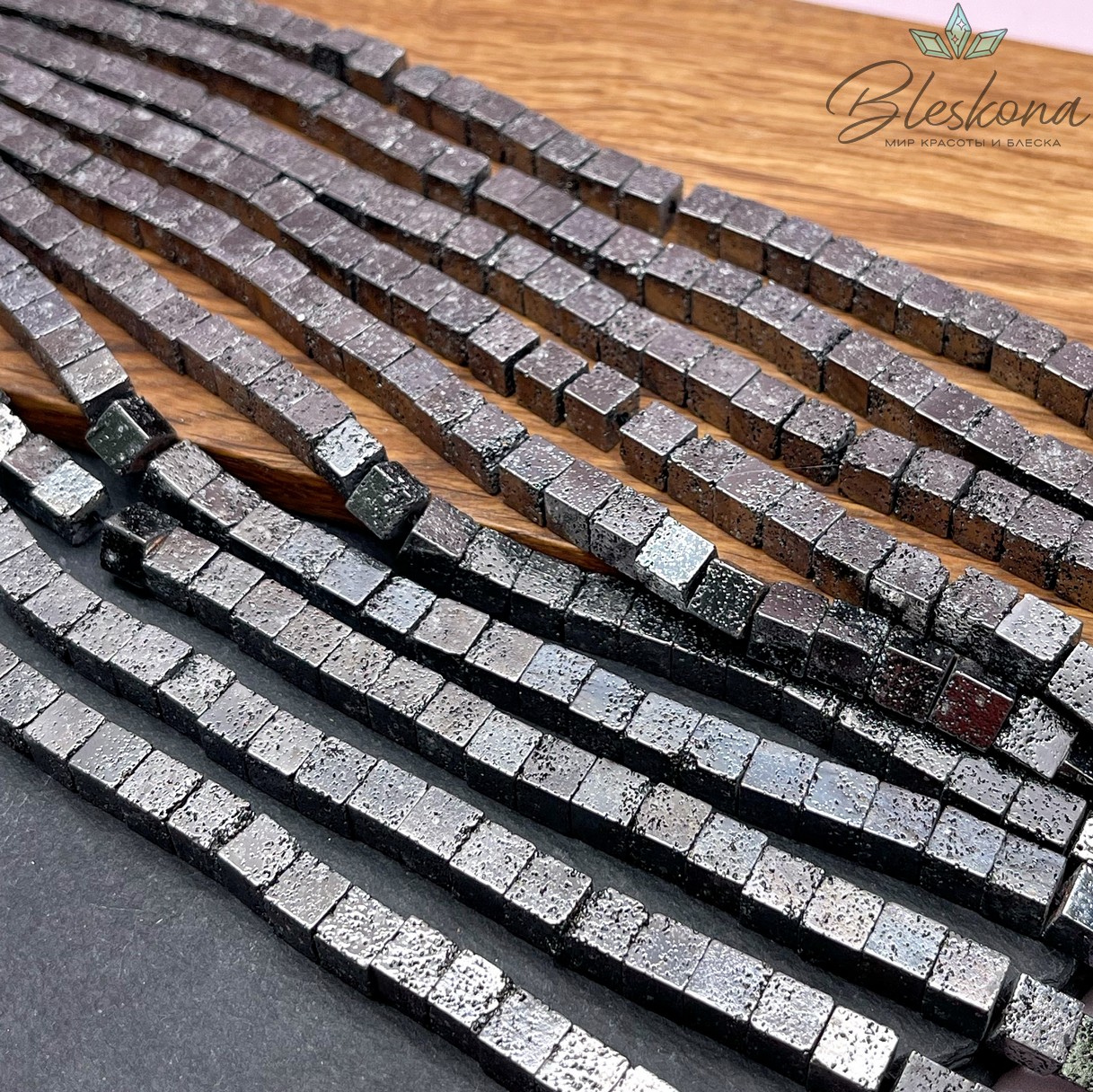 6 мм Гематин имитация, пористый, цвет черный, куб