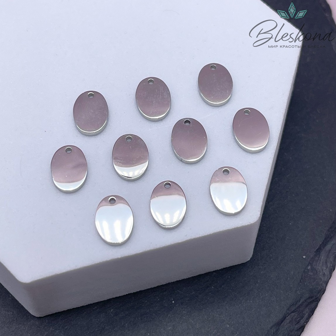 10*7 мм Цвет серебро, Подвеска Овал