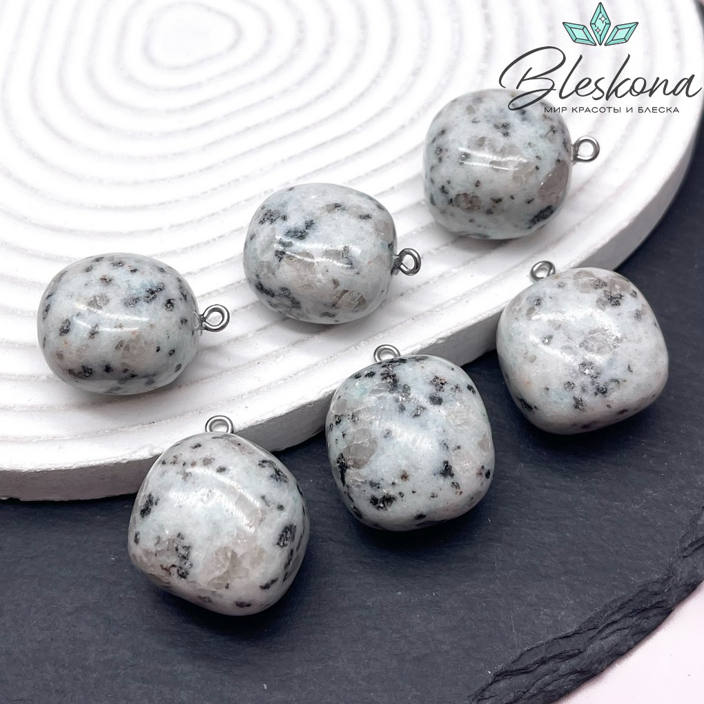 (22-28)*(18-21) мм Цвет серебро, Подвеска фриформ Яшма киви голубая