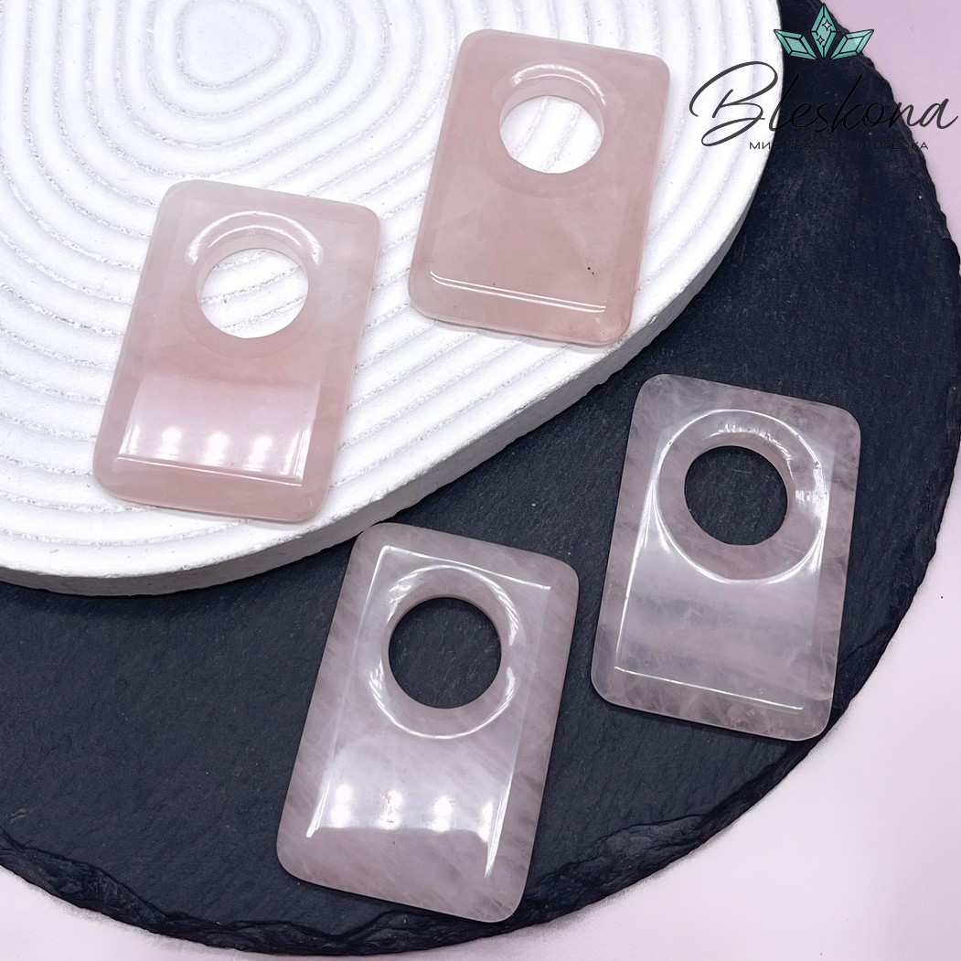 51*34 мм Подвеска прямоульник Розовый кварц